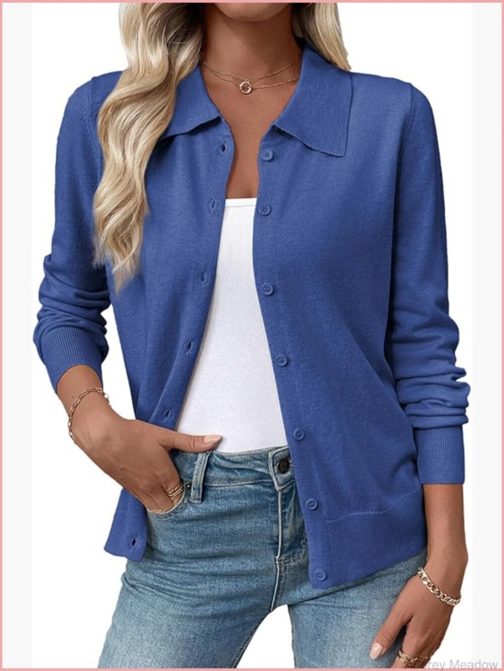 Wool Blend Lightweight Long Sleeve Button Down Cardigan